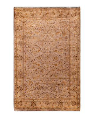 Contemporary Fine Vibrance Brown Wool Area Rug 4' 2" x 6' 5"