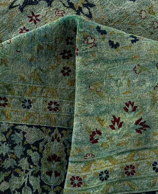 Overdyed Hand-Knotted Wool Modern-Contemporary Blue Area Rug 9' 3" x 11' 10"