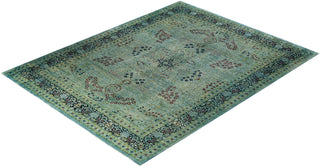 Overdyed Hand-Knotted Wool Modern-Contemporary Blue Area Rug 9' 3" x 11' 10"