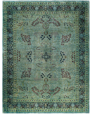 Overdyed Hand-Knotted Wool Modern-Contemporary Blue Area Rug 9' 3" x 11' 10"