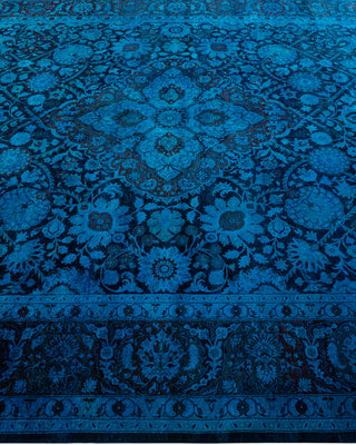 Modern Overdyed Hand Knotted Wool Blue Area Rug 8' 1" x 9' 10"
