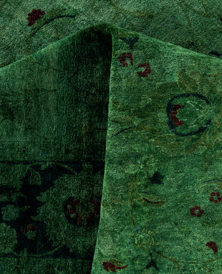 Overdyed One-of-a-Kind Wool Green Area Rug 6' 1" x 8' 10"