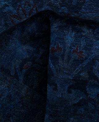 Overdyed One-of-a-Kind Wool Navy Runner 2' 6" x 12' 3"