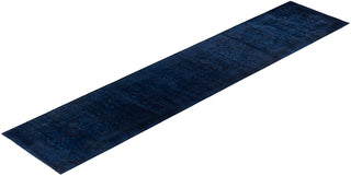 Overdyed One-of-a-Kind Wool Navy Runner 2' 6" x 12' 3"