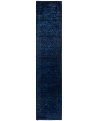 Overdyed One-of-a-Kind Wool Navy Runner 2' 6" x 12' 3"