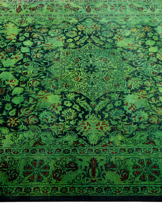 Modern Overdyed Hand Knotted Wool Green Area Rug 4' 1" x 6' 4"
