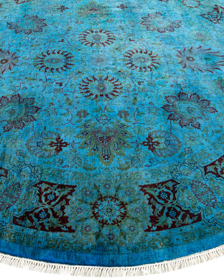 Contemporary Fine Vibrance Blue Wool Area Rug - 6' 1" x 6' 1"