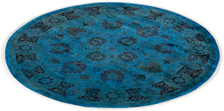 Contemporary Fine Vibrance Blue Wool Area Rug - 6' 1" x 6' 1"