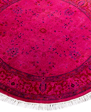 Overdyed One-of-a-Kind Wool Pink Round Area Rug 3' 1" x 3' 1"