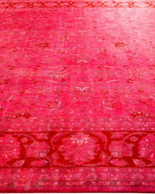 Modern Overdyed Hand Knotted Wool Pink Area Rug 9' 1" x 12' 4"