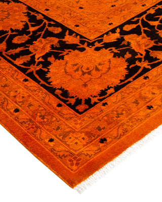 Modern Overdyed Hand Knotted Wool Orange Area Rug 8' 3" x 10' 4"