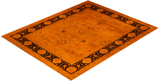 Modern Overdyed Hand Knotted Wool Orange Area Rug 8' 3" x 10' 4"