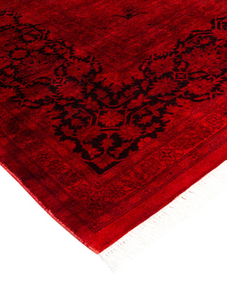 Modern Overdyed Hand Knotted Wool Red Area Rug 8' 3" x 10' 3"