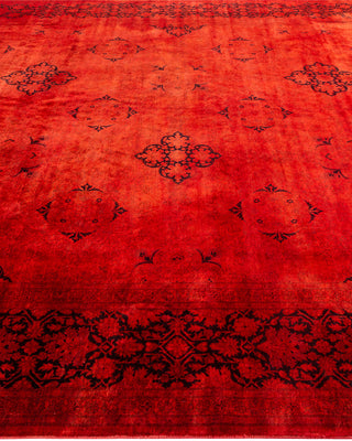 Modern Overdyed Hand Knotted Wool Red Area Rug 8' 3" x 10' 3"