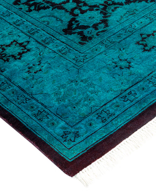 Contemporary Hand Knotted Overdyed Blue Runner 6' 2" x 9' 0"