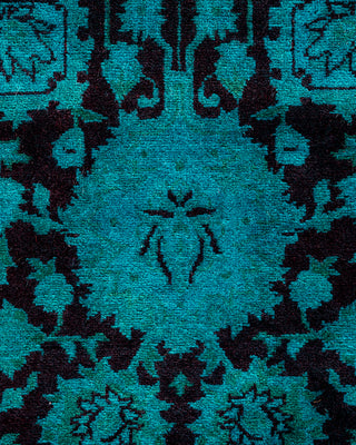 Contemporary Hand Knotted Overdyed Blue Runner 6' 2" x 9' 0"