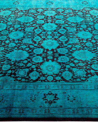 Modern Overdyed Hand Knotted Wool Blue Runner 6' 2" x 9' 0"