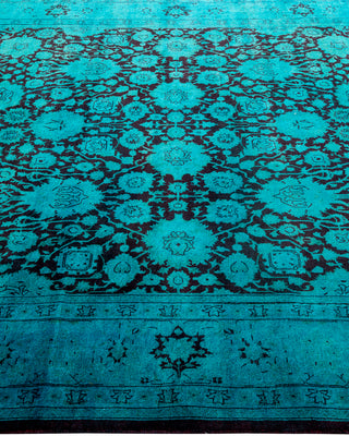 Contemporary Hand Knotted Overdyed Blue Runner 6' 2" x 9' 0"