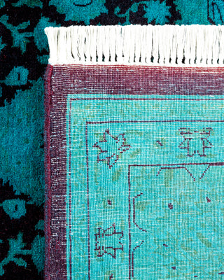 Contemporary Hand Knotted Overdyed Blue Runner 6' 2" x 9' 0"