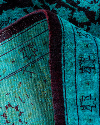 Contemporary Hand Knotted Overdyed Blue Runner 6' 2" x 9' 0"