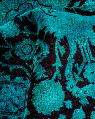 Contemporary Hand Knotted Overdyed Blue Runner 6' 2" x 9' 0"