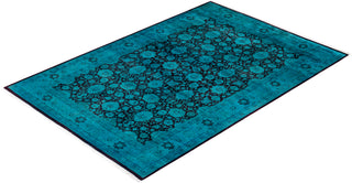 Contemporary Hand Knotted Overdyed Blue Runner 6' 2" x 9' 0"