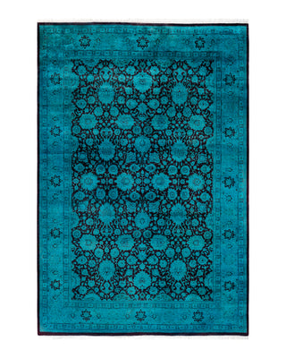 Contemporary Fine Vibrance Green Wool Area Rug 6' 2" x 9' 0"