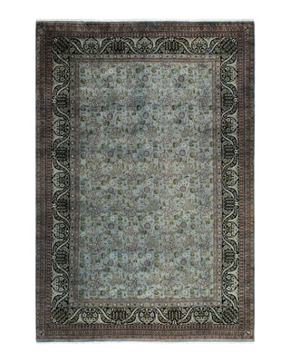 Contemporary Fine Vibrance Blue Wool Area Rug 6' 3" x 9' 1"