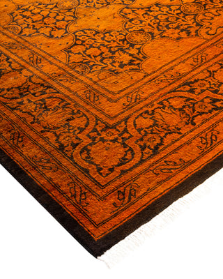 Contemporary Hand-Knotted Overdyed Gold Square Area Rug 6' 1" x 6' 1"