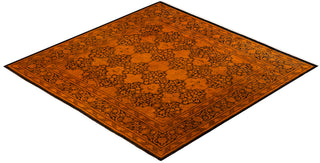 Contemporary Hand-Knotted Overdyed Gold Square Area Rug 6' 1" x 6' 1"