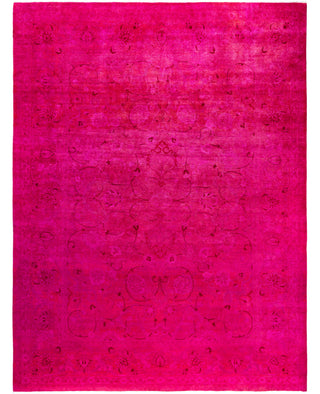 Overdyed One-of-a-Kind Wool Pink Area Rug 9' 1" x 12' 1"