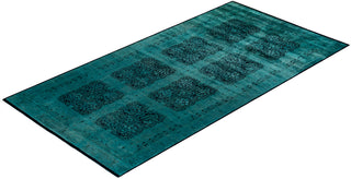 Modern Overdyed Hand Knotted Wool Blue Area Rug 6' 1" x 12' 0"