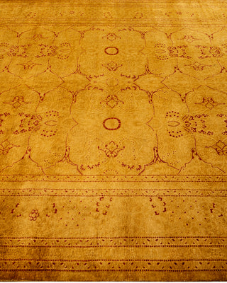 Modern Overdyed Hand Knotted Wool Gold Area Rug 6' 2" x 12' 7"