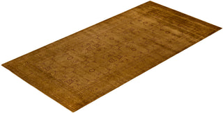Modern Overdyed Hand Knotted Wool Gold Area Rug 6' 2" x 12' 7"