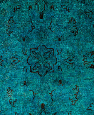 Overdyed Hand-Knotted Wool Modern-Contemporary Green Area Rug 6' 3" x 9' 1"