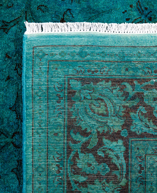 Overdyed Hand-Knotted Wool Modern-Contemporary Green Area Rug 6' 3" x 9' 1"