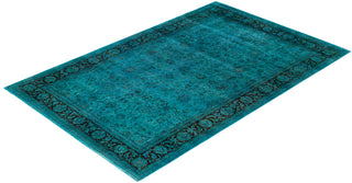 Overdyed Hand-Knotted Wool Modern-Contemporary Green Area Rug 6' 3" x 9' 1"