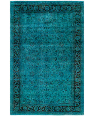 Overdyed Hand-Knotted Wool Modern-Contemporary Green Area Rug 6' 3" x 9' 1"