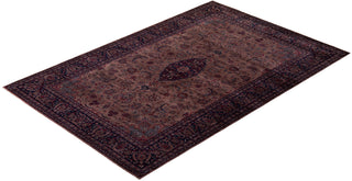 Modern Overdyed Hand Knotted Wool Brown Area Rug 6' 2" x 9' 3"