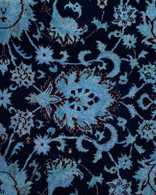 Contemporary Hand-Knotted Overdyed Navy Round Area Rug 10' 3" x 10' 3"