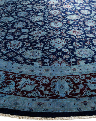 Contemporary Hand-Knotted Overdyed Navy Round Area Rug 10' 3" x 10' 3"
