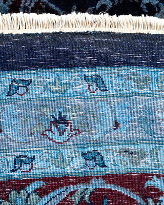 Contemporary Hand-Knotted Overdyed Navy Round Area Rug 10' 3" x 10' 3"