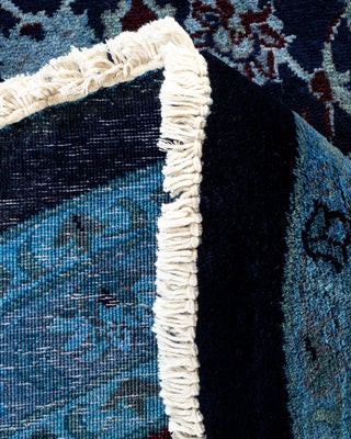 Contemporary Hand-Knotted Overdyed Navy Round Area Rug 10' 3" x 10' 3"