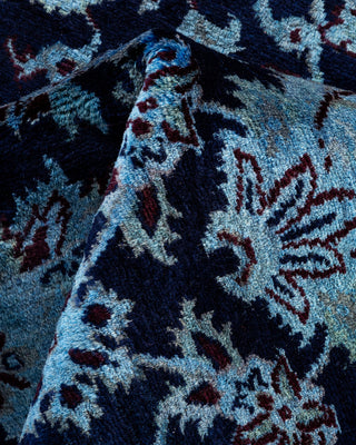 Contemporary Hand-Knotted Overdyed Navy Round Area Rug 10' 3" x 10' 3"