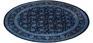Contemporary Hand-Knotted Overdyed Navy Round Area Rug 10' 3" x 10' 3"