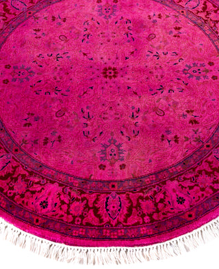 Overdyed One-of-a-Kind Wool Pink Round Area Rug 3' 1" x 3' 1"