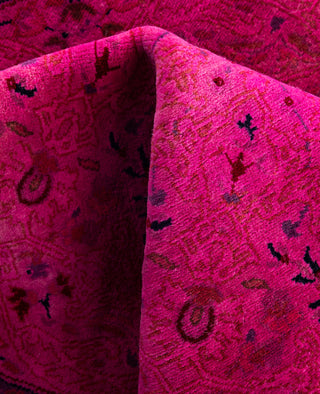 Overdyed One-of-a-Kind Wool Pink Round Area Rug 3' 1" x 3' 1"