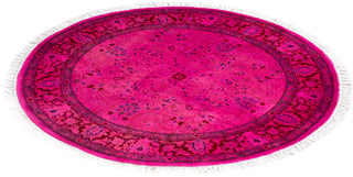 Overdyed One-of-a-Kind Wool Pink Round Area Rug 3' 1" x 3' 1"