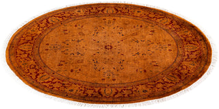 Modern Overdyed Hand Knotted Wool Gold Round Area Rug 3' 1" x 3' 1"