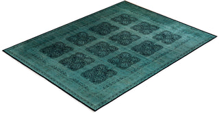 Modern Overdyed Hand Knotted Wool Green Area Rug 9' 2" x 12' 2"